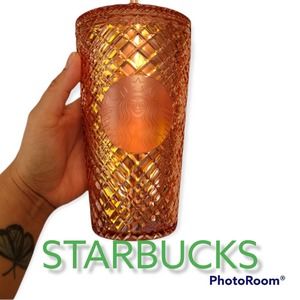 2021 Starbucks Holiday Jeweled Studded Tumbler Cup Grande 16oz Rose Gold NEW!